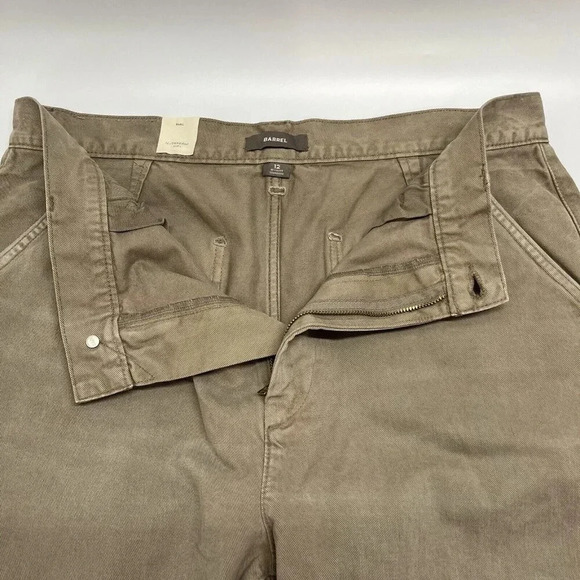 American Eagle Barrel Jeans Womens 12 Taupe Wide Leg Cropped Organic Cotton - Picture 8 of 16